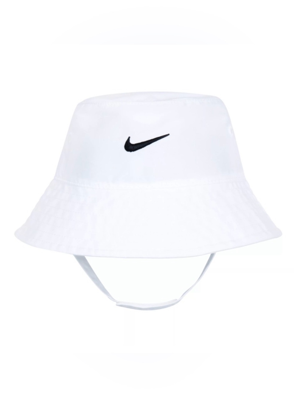 NIKE WHITE INFANT BUCKET HAT WITH UPF40+ SUN PROTECTION & SWOOSH 0-12 MONTHS